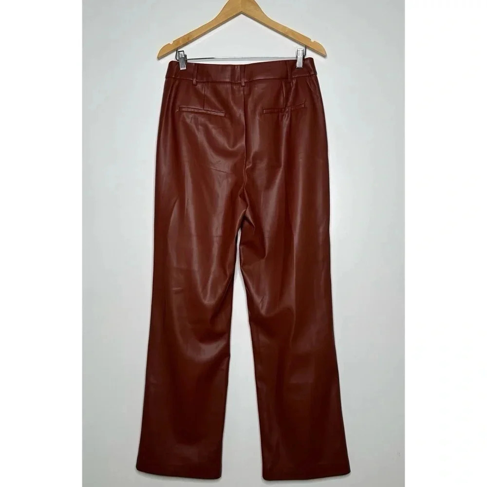 House Of Harlow 1960 NEW! Brown Faux Leather Pants Size 10 - Picture 6 of 8